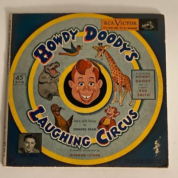 Vintage Other - Howdy Doody Laughing Circus Bob Smith 45 rpm 7" Yellow Vinyl Record Book